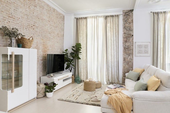 salón con estilo natural life de conforama