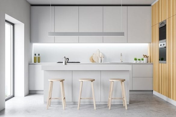 cocina minimalista moderna madera blanca