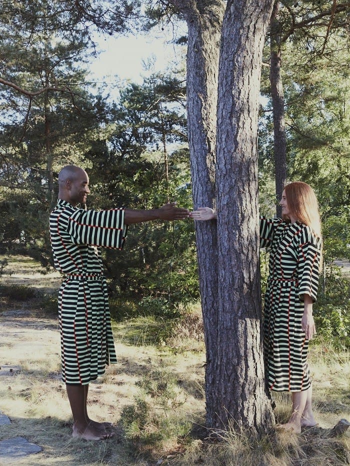 kimono a rayas de Ikea