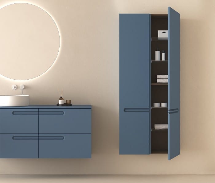 mobiliario de baño en azul