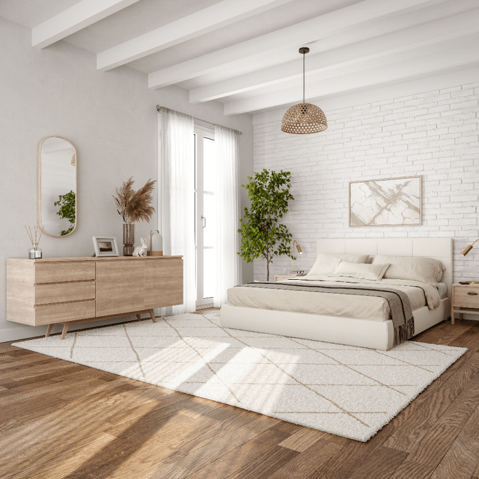 alfombra en dormitorio Leroy Merlin