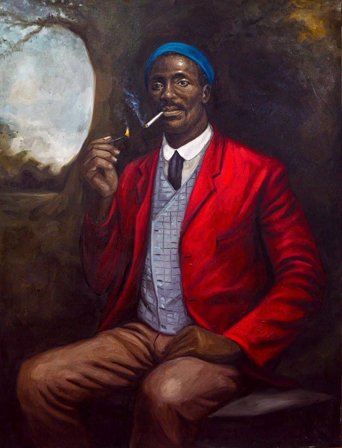 Pintura de hombre africano fumando de Oliver Okolo