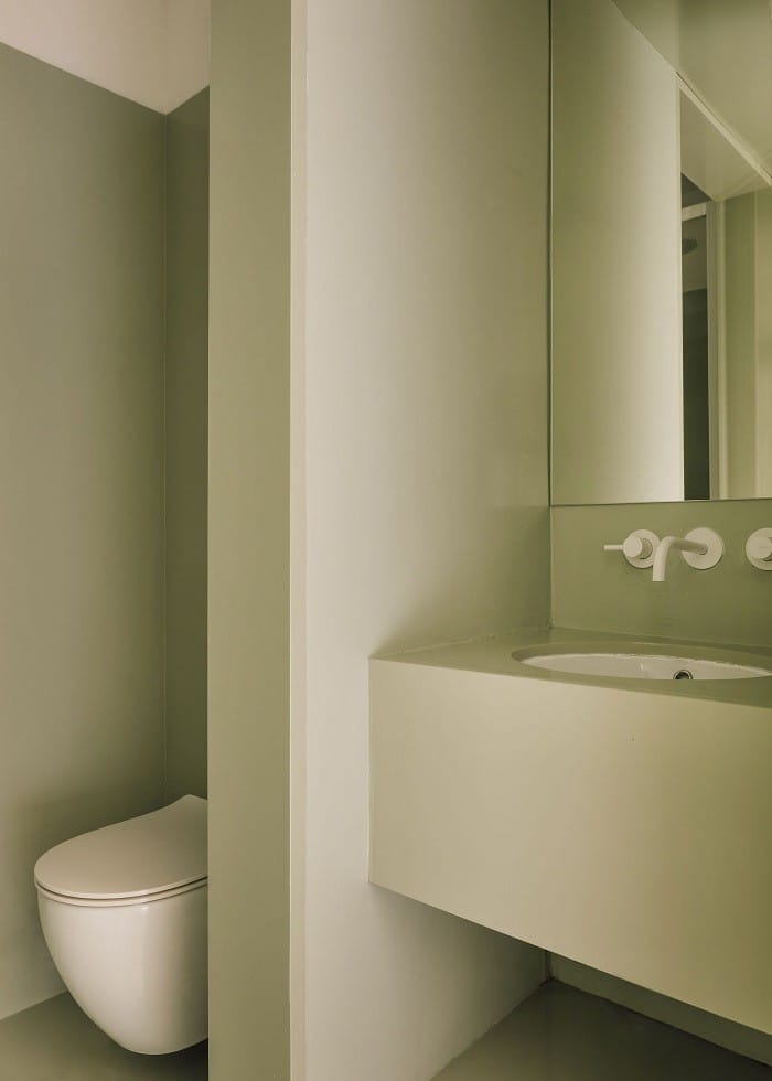 diseño HIMACS cuarto de baño verde de apartamento