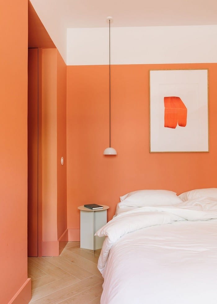 diseño HIMACS habitación naranja de apartamento