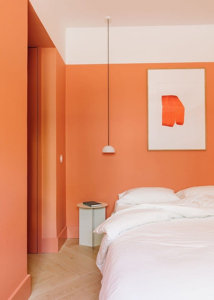 diseño HIMACS habitación naranja de apartamento
