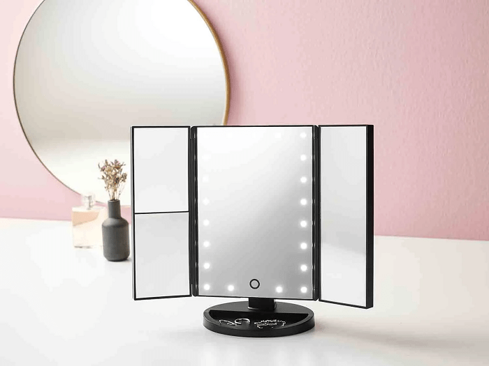 espejo cosmético LED plegable
