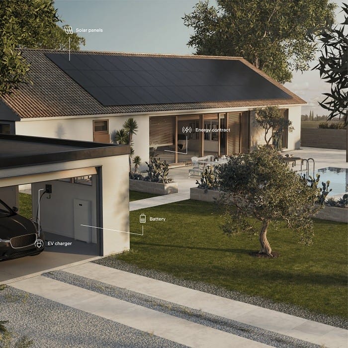 casa con paneles solares