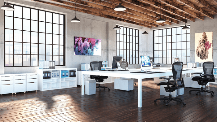 oficina con estilo industrial moderno