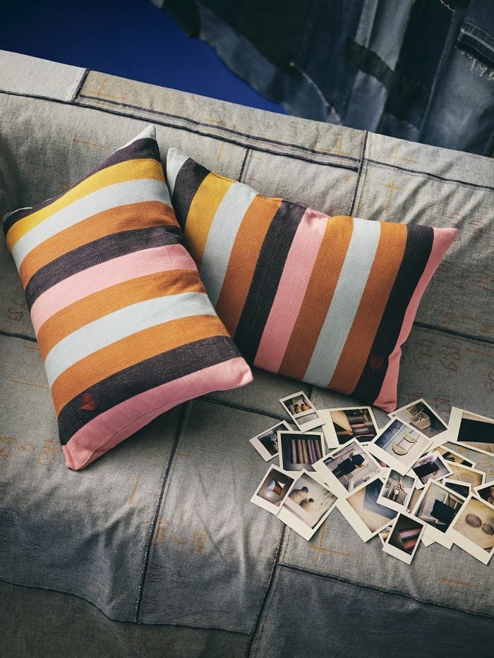 Dos cojines de rayas coloridos de la nueva colección de Ikea MÄVINN