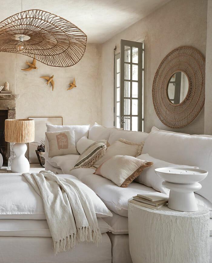 sofa lino blanco decoracion mediterranea