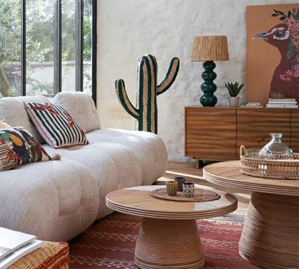 sofa modulos redondeados beige estilo retro