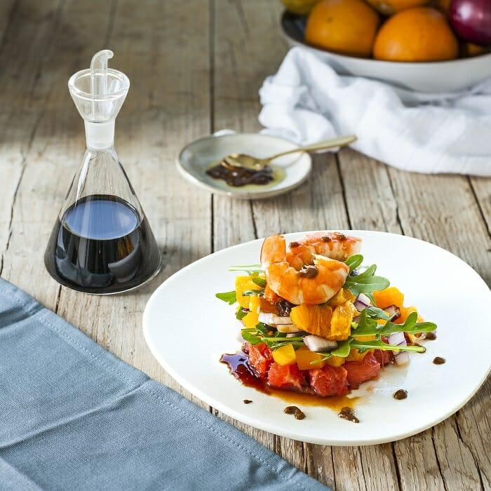 Plato de ensalada de mandarina con vinagre de Jerez