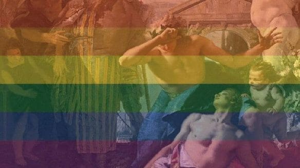 foto de arte con la bandera del orgullo gay