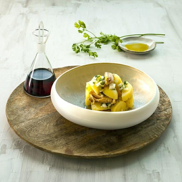 Plato de papas aliñadas con el vinagre de Jerez
