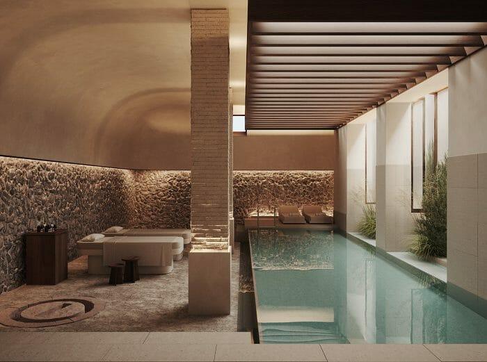 Piscina interior climatizada del Gran Hotel Mas d´en Bruno