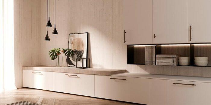 Salón con un mueble blanco