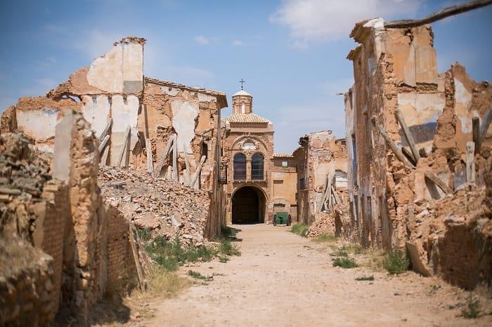 Ciudad de Belchite en Zaragoza en ruinas