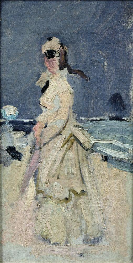 Pintura de una mujer en la playa de Monet