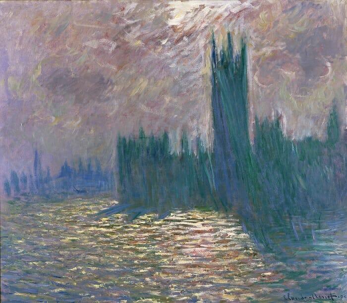Cuadro de Monet del Parlamento de Londres con el río Támesis al lado