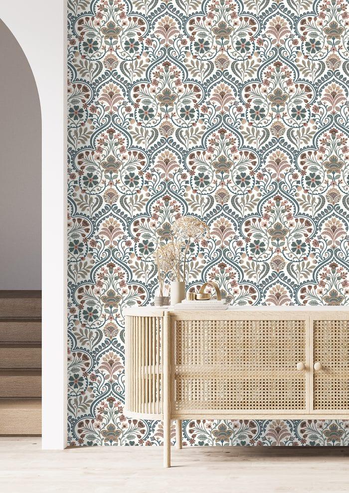 Entrada hall con papel pintado vinilo naturaleza