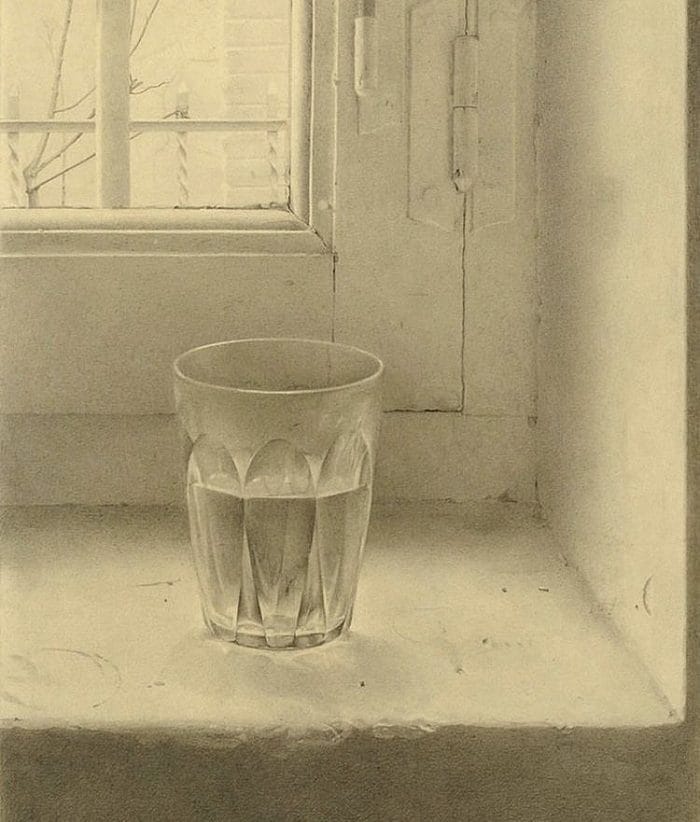 Cuadro de un vaso de cristal con agua