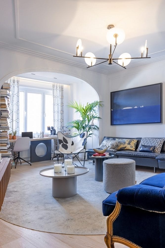 Detalle luminaria colgante salón y apliques comedor en diseños de CírculoCuadrado