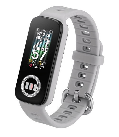 Silueta de una pulsera inteligente Asus con correa blanca