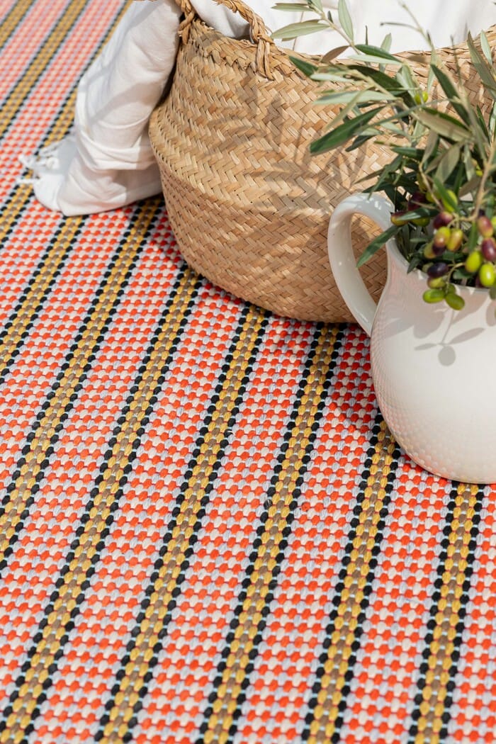 alfombra Strata color rojo para exteriores