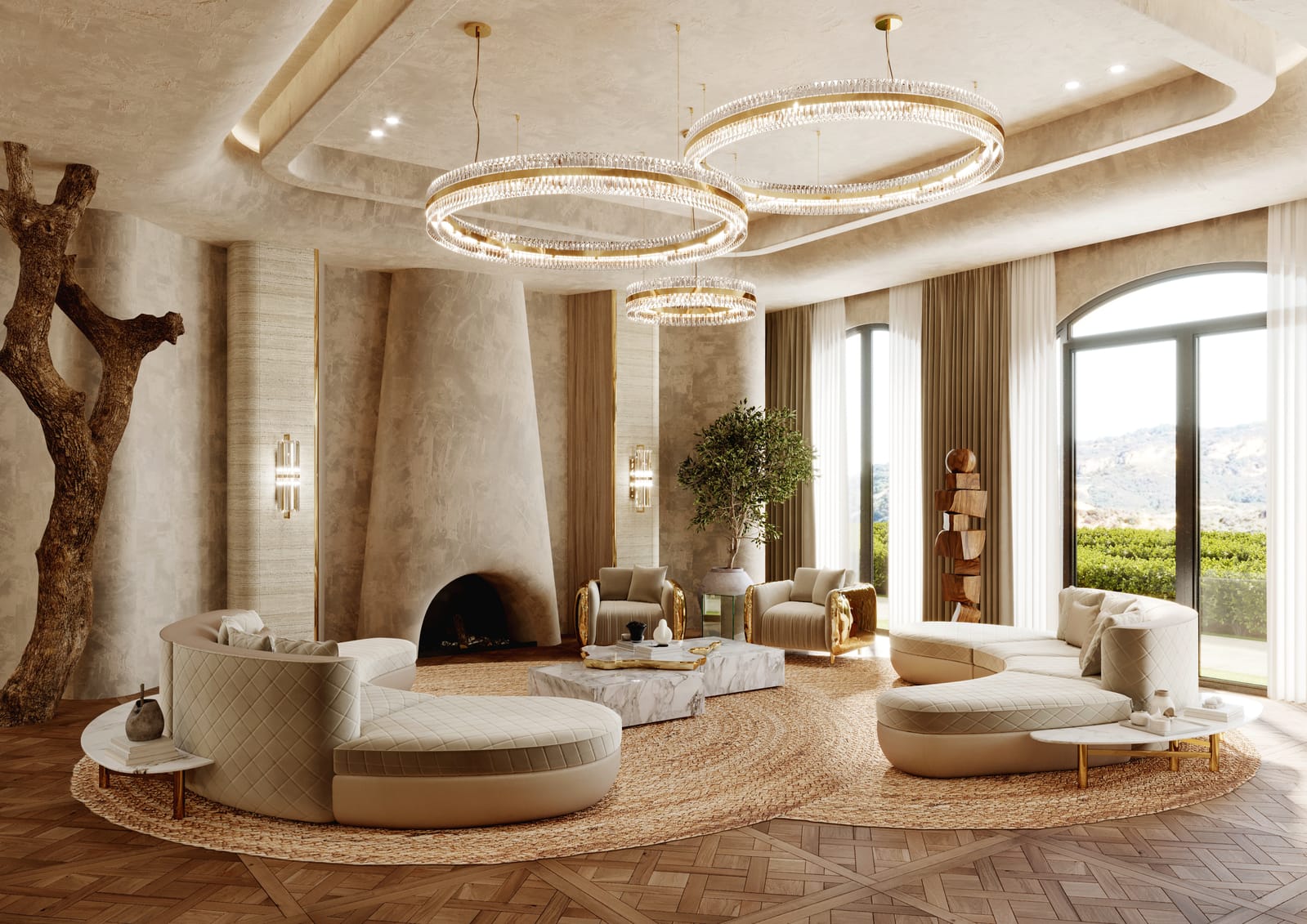 salón de estar con chimenea