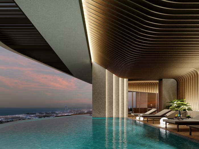 piscina infinita en la torre de Dubai Pininfarina