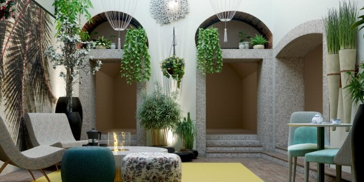 salón de espera con plantas