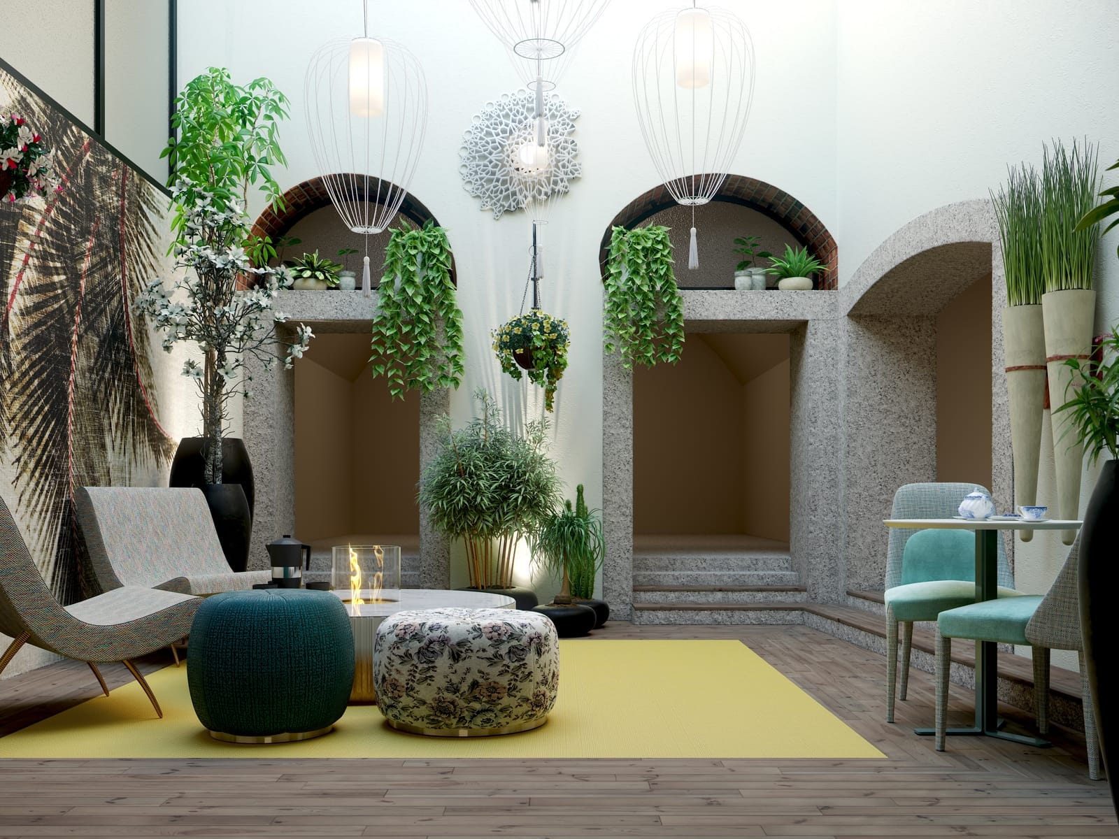 salón de espera con plantas