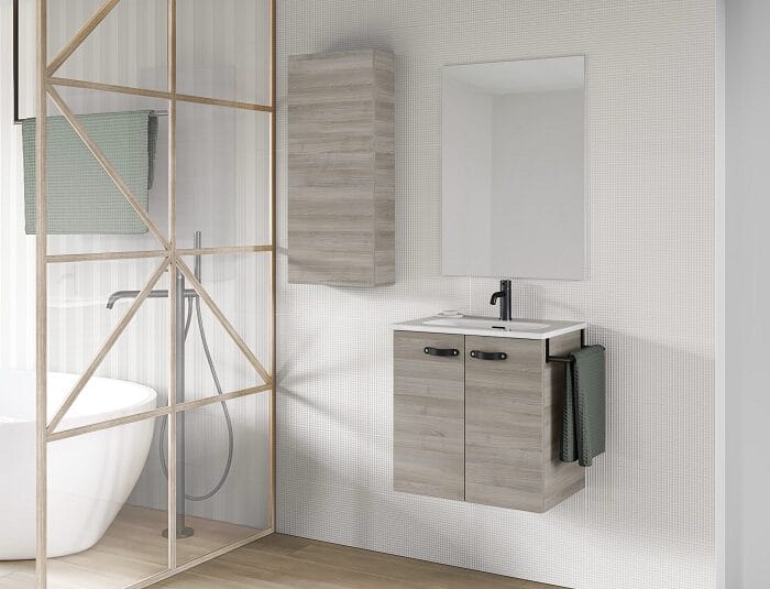 Mueble de baño de fondo reducido de madera clara