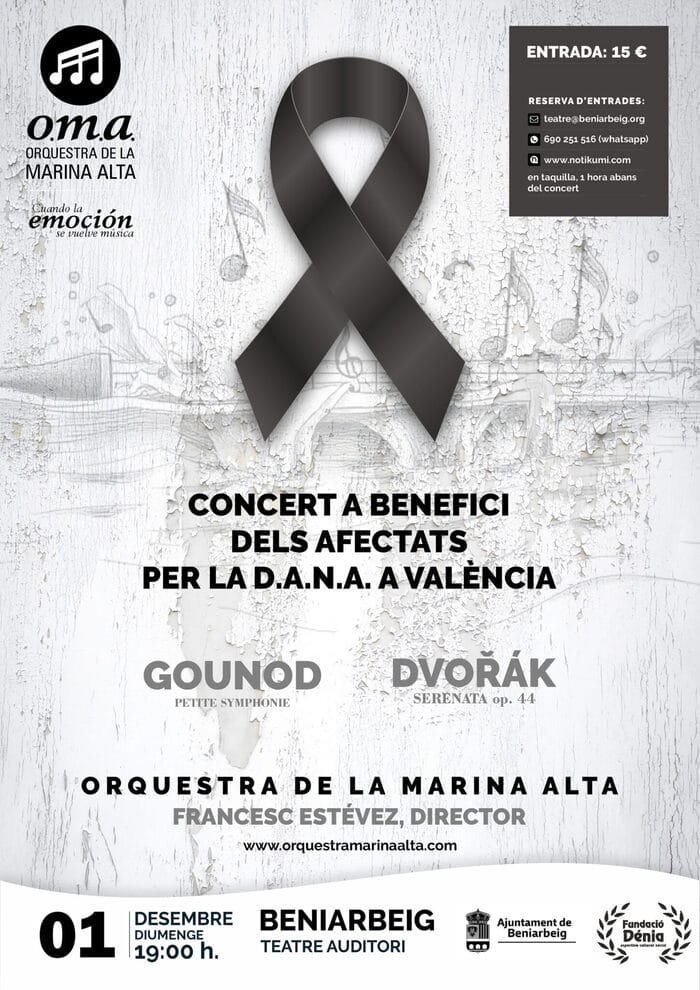 Concierto benéfico de la orquesta de la Marina Alta en apoyo a los damnificados por la DANA en Valencia