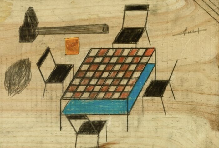 Ousseynou Gassama cuadro materiales reciclados