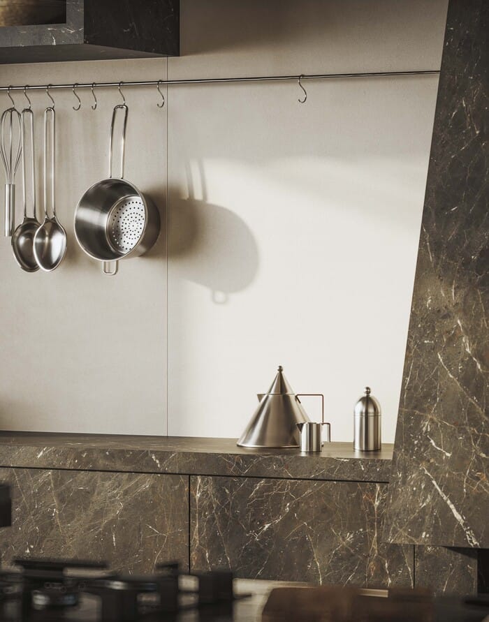 Detalle decorativo de cocina con baldosas cerámicas Marazzi y diseño minimalista