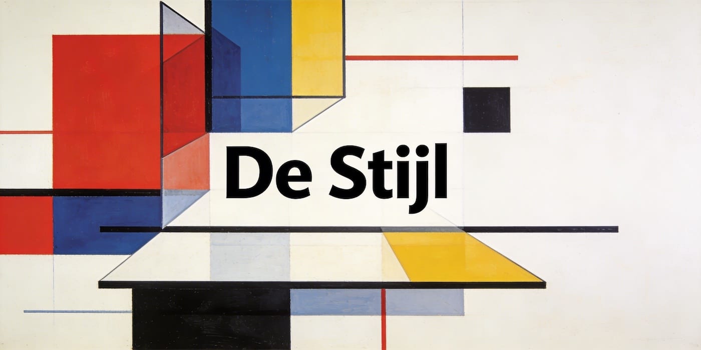 De Stijl: movimiento artístico de abstracción geométrica con líneas rectas, colores primarios y búsqueda de universalidad en el arte